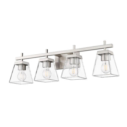 Z-Lite Lauren 4-Light Brushed Nickel Steel Frame Clear Glass Shade Vanity Light