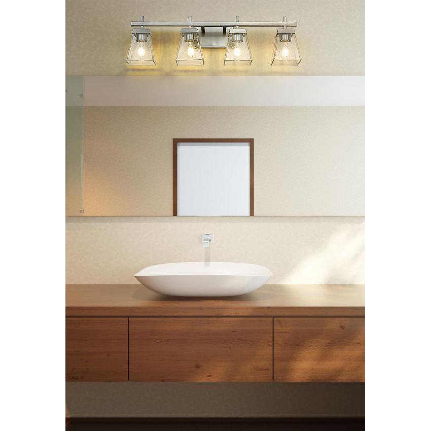 Z-Lite Lauren 4-Light Brushed Nickel Steel Frame Clear Glass Shade Vanity Light