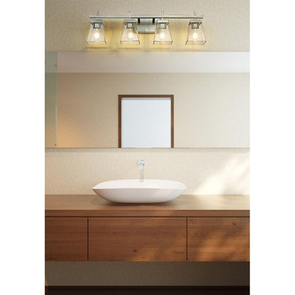 Z-Lite Lauren 4-Light Brushed Nickel Steel Frame Clear Glass Shade Vanity Light