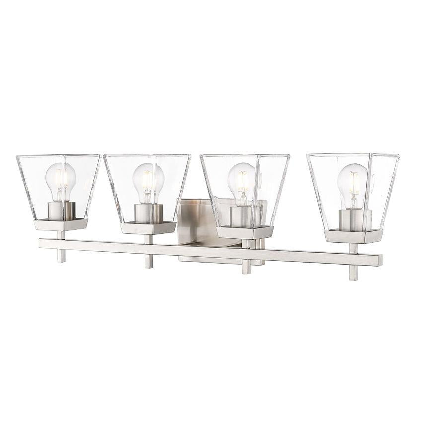Z-Lite Lauren 4-Light Brushed Nickel Steel Frame Clear Glass Shade Vanity Light
