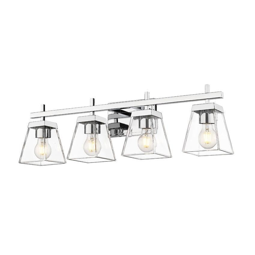 Z-Lite Lauren 4-Light Chrome Steel Frame Clear Glass Shade Vanity Light