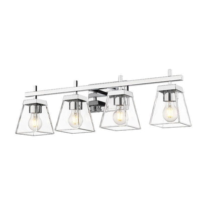 Z-Lite Lauren 4-Light Chrome Steel Frame Clear Glass Shade Vanity Light
