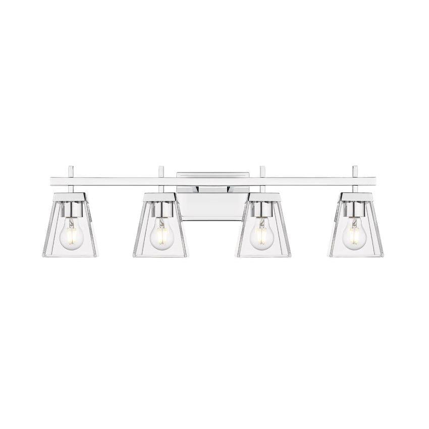 Z-Lite Lauren 4-Light Chrome Steel Frame Clear Glass Shade Vanity Light