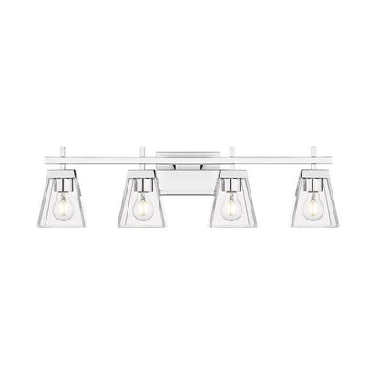 Z-Lite Lauren 4-Light Chrome Steel Frame Clear Glass Shade Vanity Light
