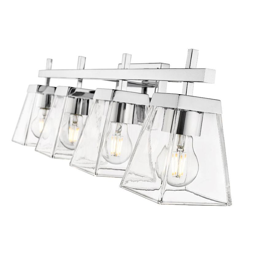 Z-Lite Lauren 4-Light Chrome Steel Frame Clear Glass Shade Vanity Light