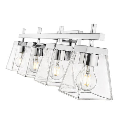 Z-Lite Lauren 4-Light Chrome Steel Frame Clear Glass Shade Vanity Light
