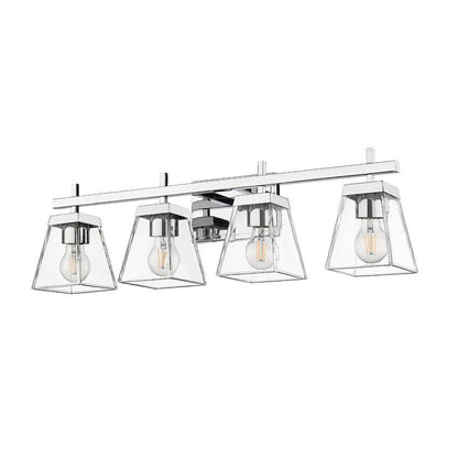 Z-Lite Lauren 4-Light Chrome Steel Frame Clear Glass Shade Vanity Light
