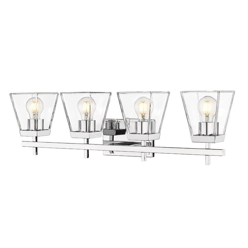 Z-Lite Lauren 4-Light Chrome Steel Frame Clear Glass Shade Vanity Light