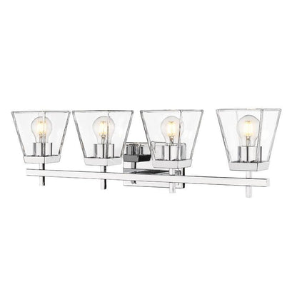 Z-Lite Lauren 4-Light Chrome Steel Frame Clear Glass Shade Vanity Light