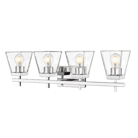 Z-Lite Lauren 4-Light Chrome Steel Frame Clear Glass Shade Vanity Light