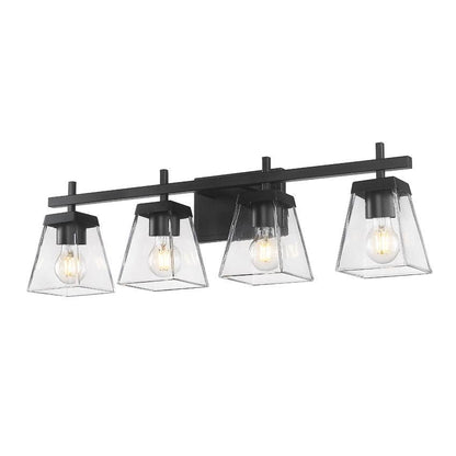 Z-Lite Lauren 4-Light Matte Black Steel Frame Clear Glass Shade Vanity Light