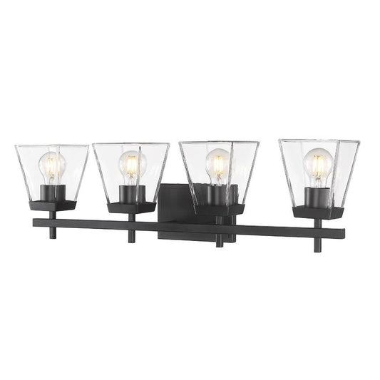 Z-Lite Lauren 4-Light Matte Black Steel Frame Clear Glass Shade Vanity Light