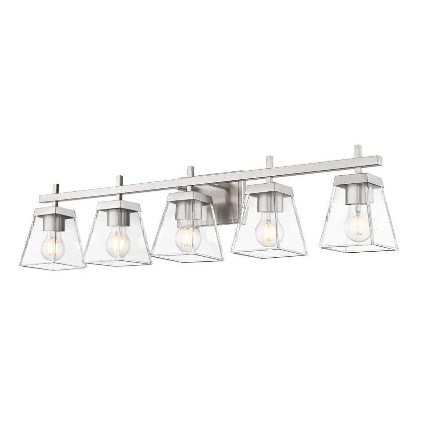 Z-Lite Lauren 5-Light Brushed Nickel Steel Frame Clear Glass Shade Vanity Light