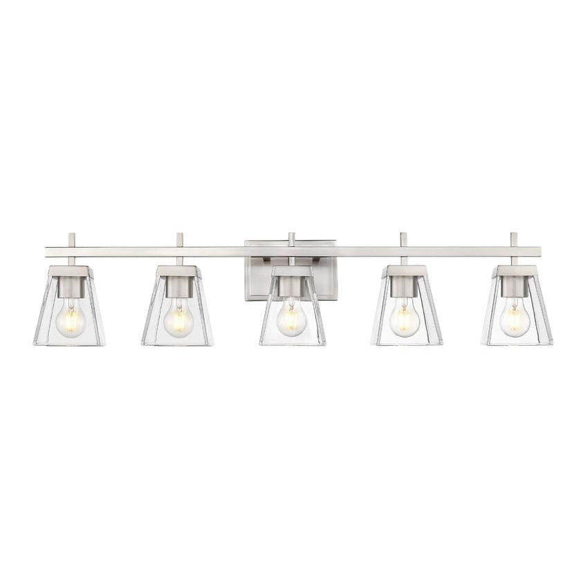 Z-Lite Lauren 5-Light Brushed Nickel Steel Frame Clear Glass Shade Vanity Light