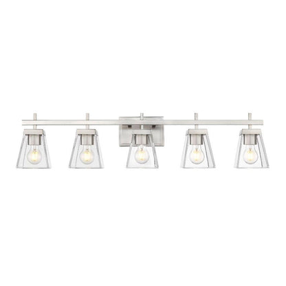 Z-Lite Lauren 5-Light Brushed Nickel Steel Frame Clear Glass Shade Vanity Light