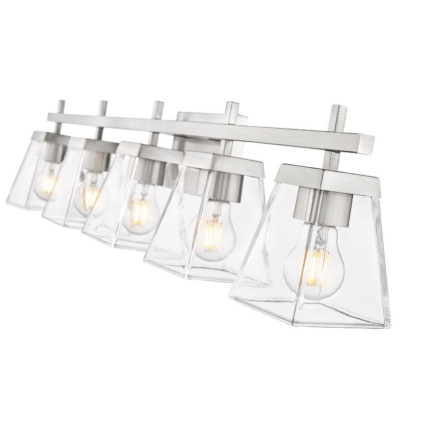 Z-Lite Lauren 5-Light Brushed Nickel Steel Frame Clear Glass Shade Vanity Light