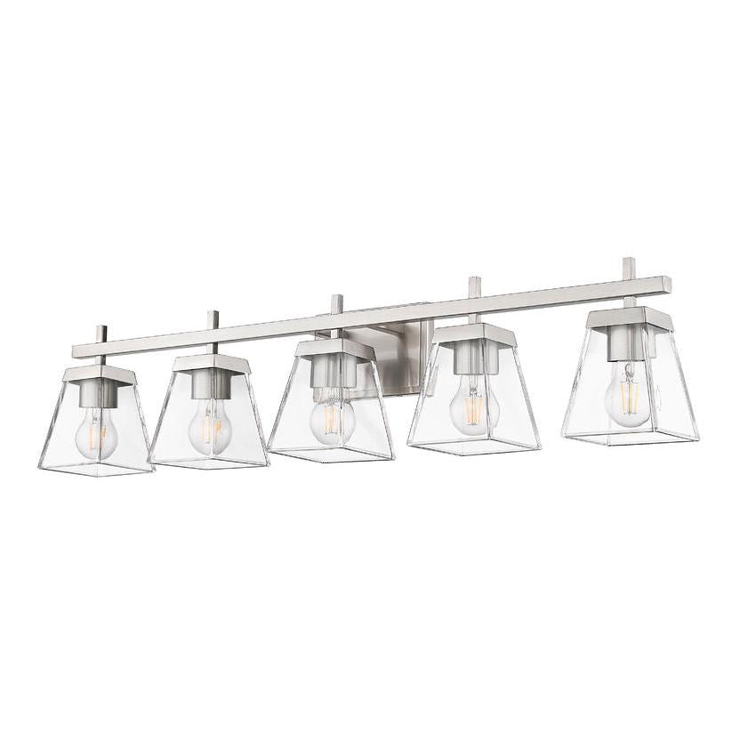 Z-Lite Lauren 5-Light Brushed Nickel Steel Frame Clear Glass Shade Vanity Light