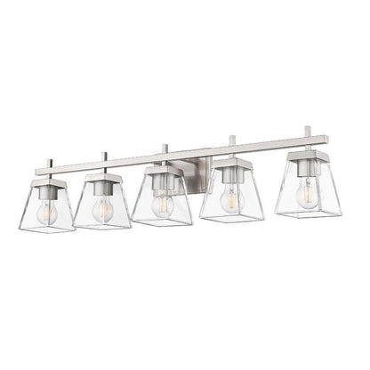 Z-Lite Lauren 5-Light Brushed Nickel Steel Frame Clear Glass Shade Vanity Light