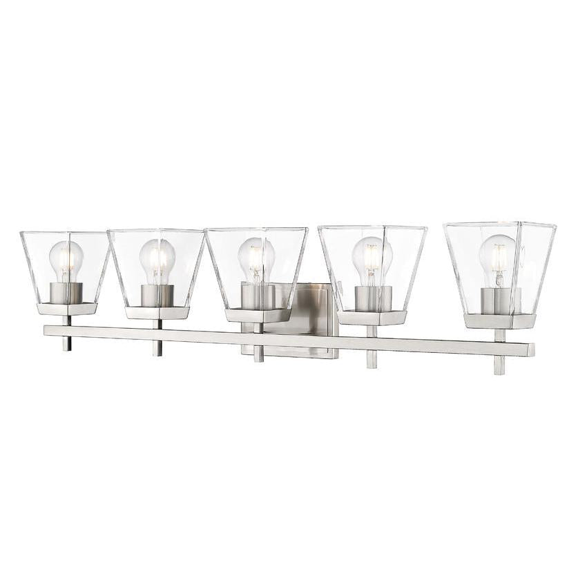 Z-Lite Lauren 5-Light Brushed Nickel Steel Frame Clear Glass Shade Vanity Light