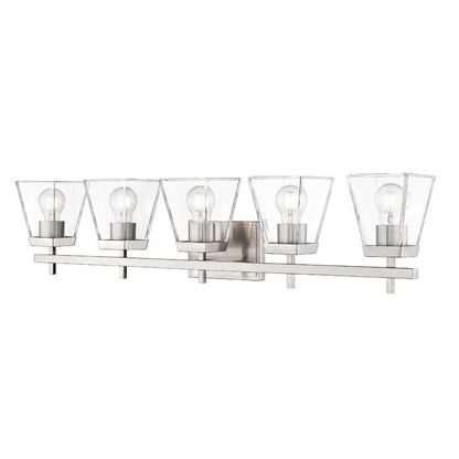 Z-Lite Lauren 5-Light Brushed Nickel Steel Frame Clear Glass Shade Vanity Light