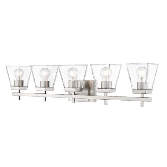Z-Lite Lauren 5-Light Brushed Nickel Steel Frame Clear Glass Shade Vanity Light