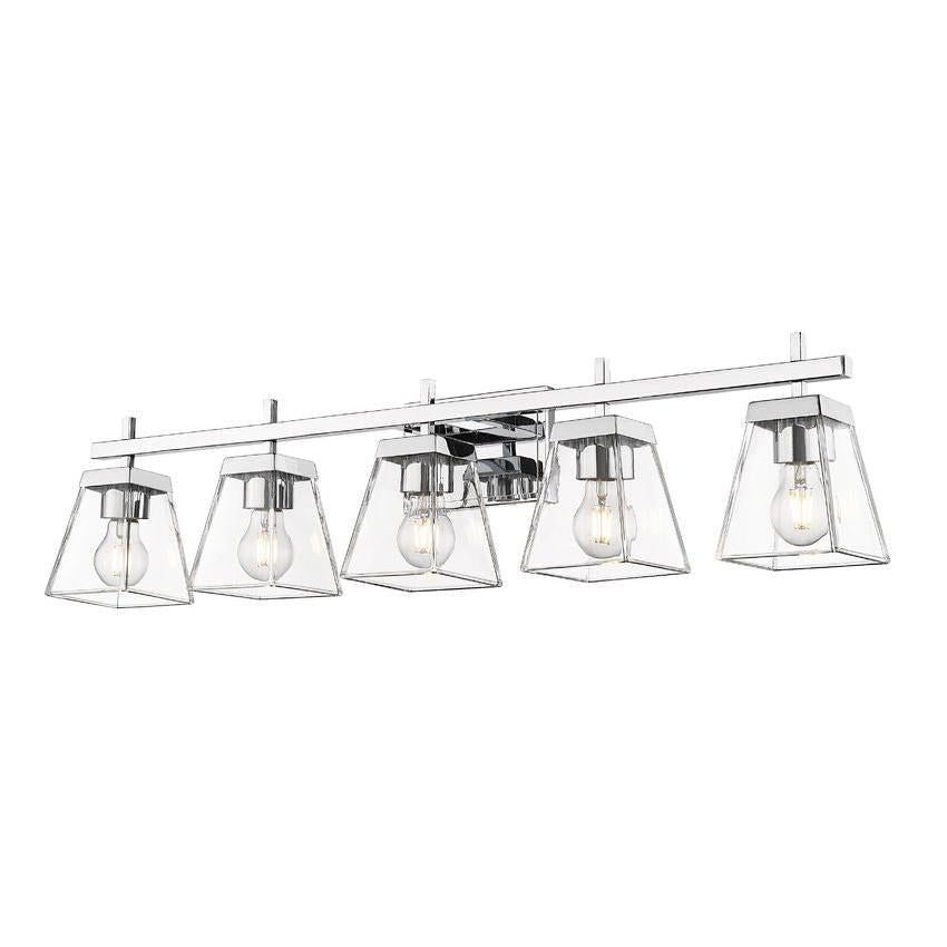 Z-Lite Lauren 5-Light Chrome Steel Frame Clear Glass Shade Vanity Light