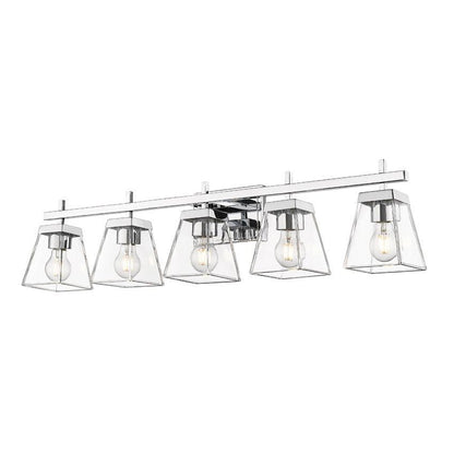 Z-Lite Lauren 5-Light Chrome Steel Frame Clear Glass Shade Vanity Light