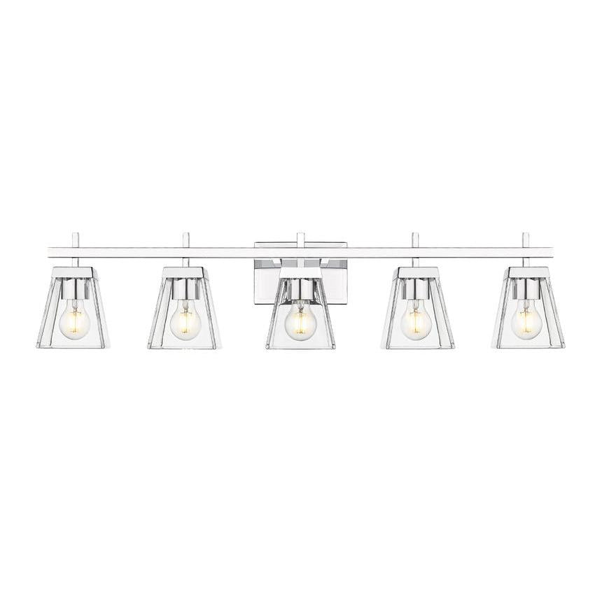 Z-Lite Lauren 5-Light Chrome Steel Frame Clear Glass Shade Vanity Light