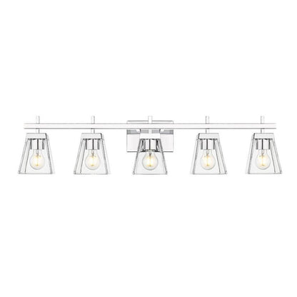 Z-Lite Lauren 5-Light Chrome Steel Frame Clear Glass Shade Vanity Light