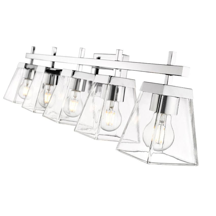 Z-Lite Lauren 5-Light Chrome Steel Frame Clear Glass Shade Vanity Light
