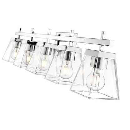 Z-Lite Lauren 5-Light Chrome Steel Frame Clear Glass Shade Vanity Light