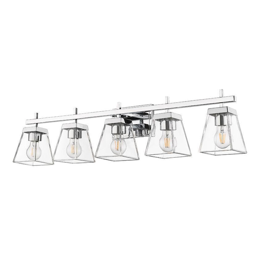 Z-Lite Lauren 5-Light Chrome Steel Frame Clear Glass Shade Vanity Light