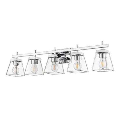 Z-Lite Lauren 5-Light Chrome Steel Frame Clear Glass Shade Vanity Light