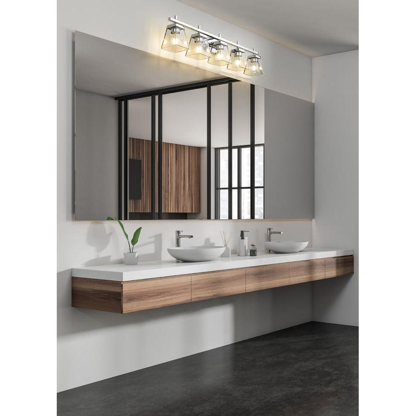 Z-Lite Lauren 5-Light Chrome Steel Frame Clear Glass Shade Vanity Light