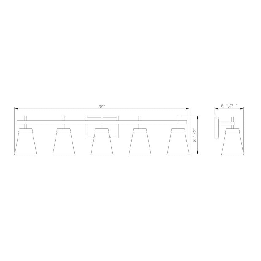 Z-Lite Lauren 5-Light Chrome Steel Frame Clear Glass Shade Vanity Light