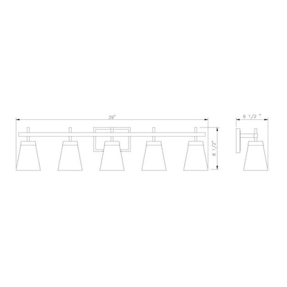 Z-Lite Lauren 5-Light Chrome Steel Frame Clear Glass Shade Vanity Light