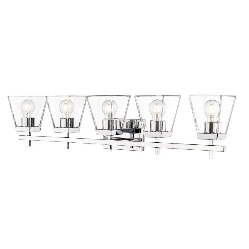 Z-Lite Lauren 5-Light Chrome Steel Frame Clear Glass Shade Vanity Light