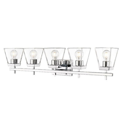 Z-Lite Lauren 5-Light Chrome Steel Frame Clear Glass Shade Vanity Light