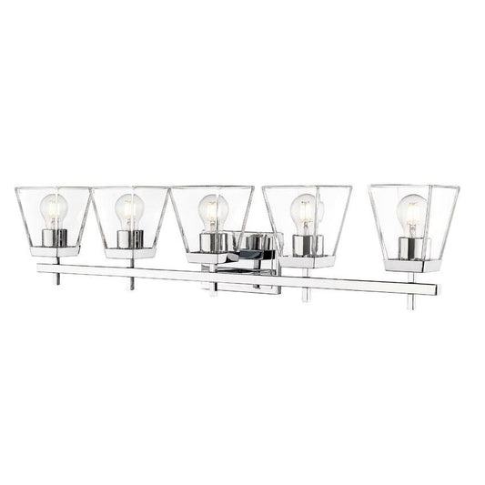 Z-Lite Lauren 5-Light Chrome Steel Frame Clear Glass Shade Vanity Light