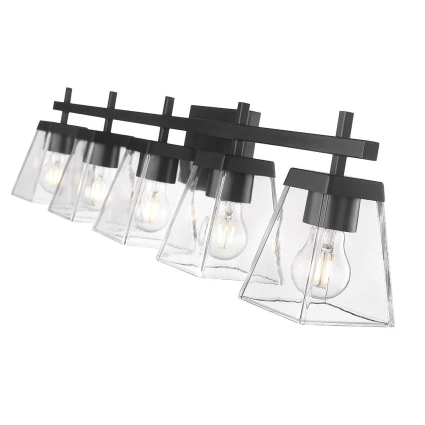 Z-Lite Lauren 5-Light Matte Black Steel Frame Clear Glass Shade Vanity Light
