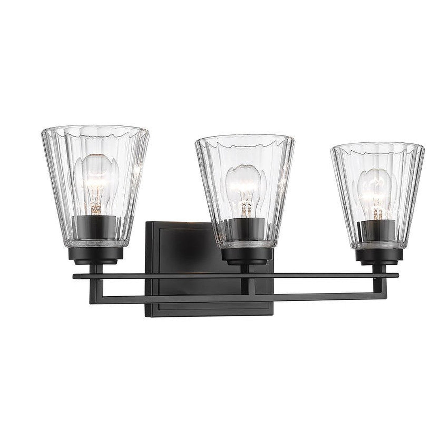 Z-Lite Lyna 22" 3-Light Matte Black and Clear Glass Shade Vanity Light