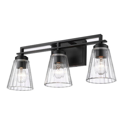 Z-Lite Lyna 22" 3-Light Matte Black and Clear Glass Shade Vanity Light