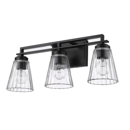 Z-Lite Lyna 22" 3-Light Matte Black and Clear Glass Shade Vanity Light