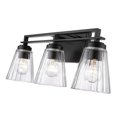 Z-Lite Lyna 22" 3-Light Matte Black and Clear Glass Shade Vanity Light