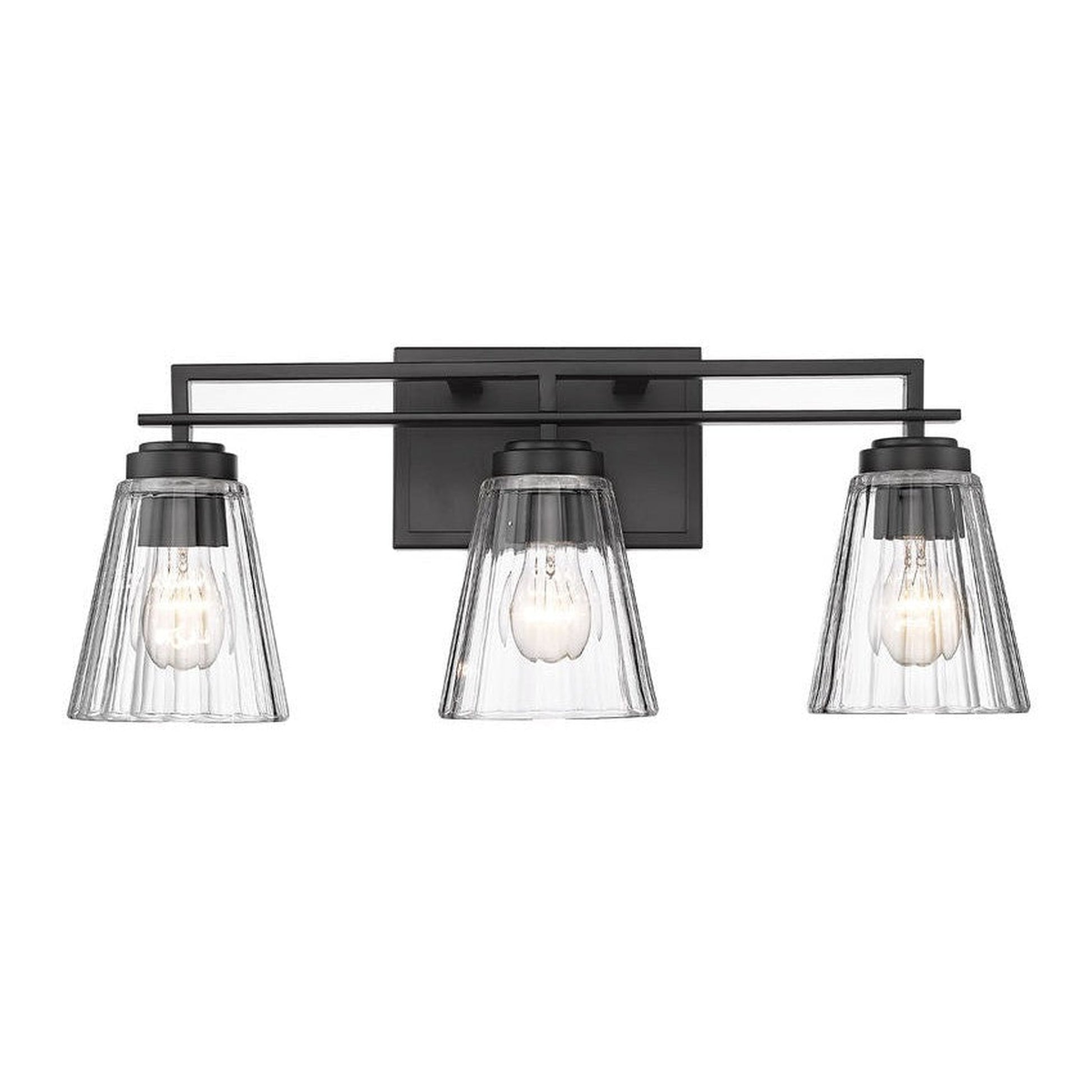 Z-Lite Lyna 22" 3-Light Matte Black and Clear Glass Shade Vanity Light