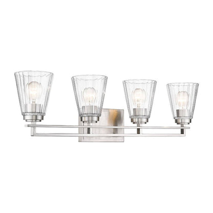 Z-Lite Lyna 31" 4-Light Brushed Nickel and Clear Glass Shade Vanity Light