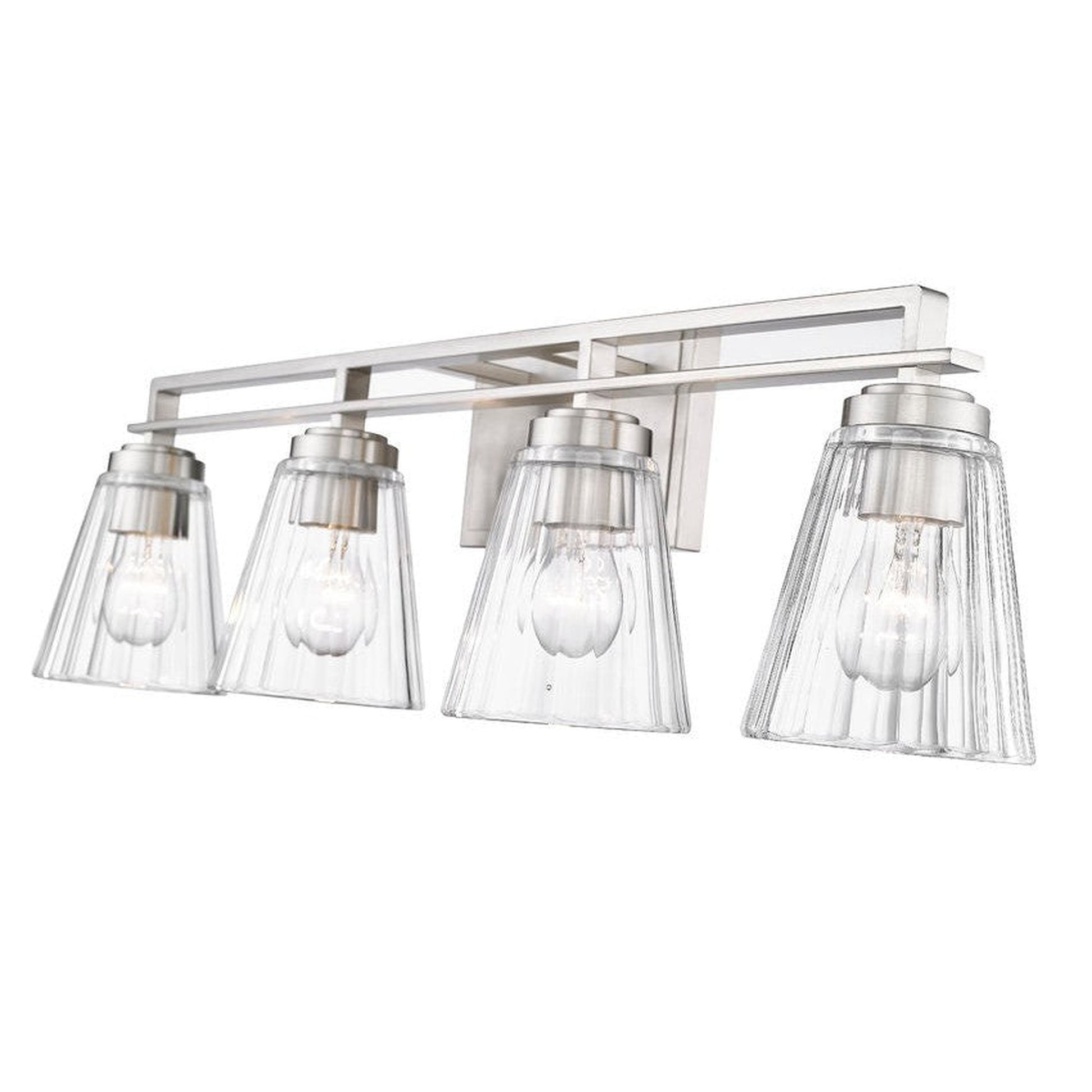 Z-Lite Lyna 31" 4-Light Brushed Nickel and Clear Glass Shade Vanity Light