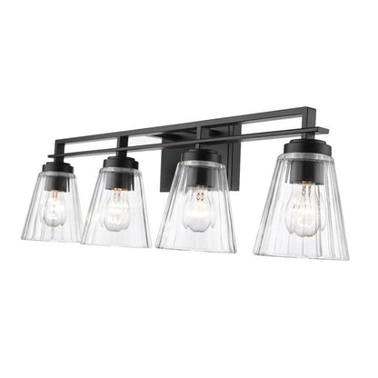 Z-Lite Lyna 31" 4-Light Matte Black and Clear Glass Shade Vanity Light