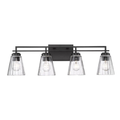 Z-Lite Lyna 31" 4-Light Matte Black and Clear Glass Shade Vanity Light