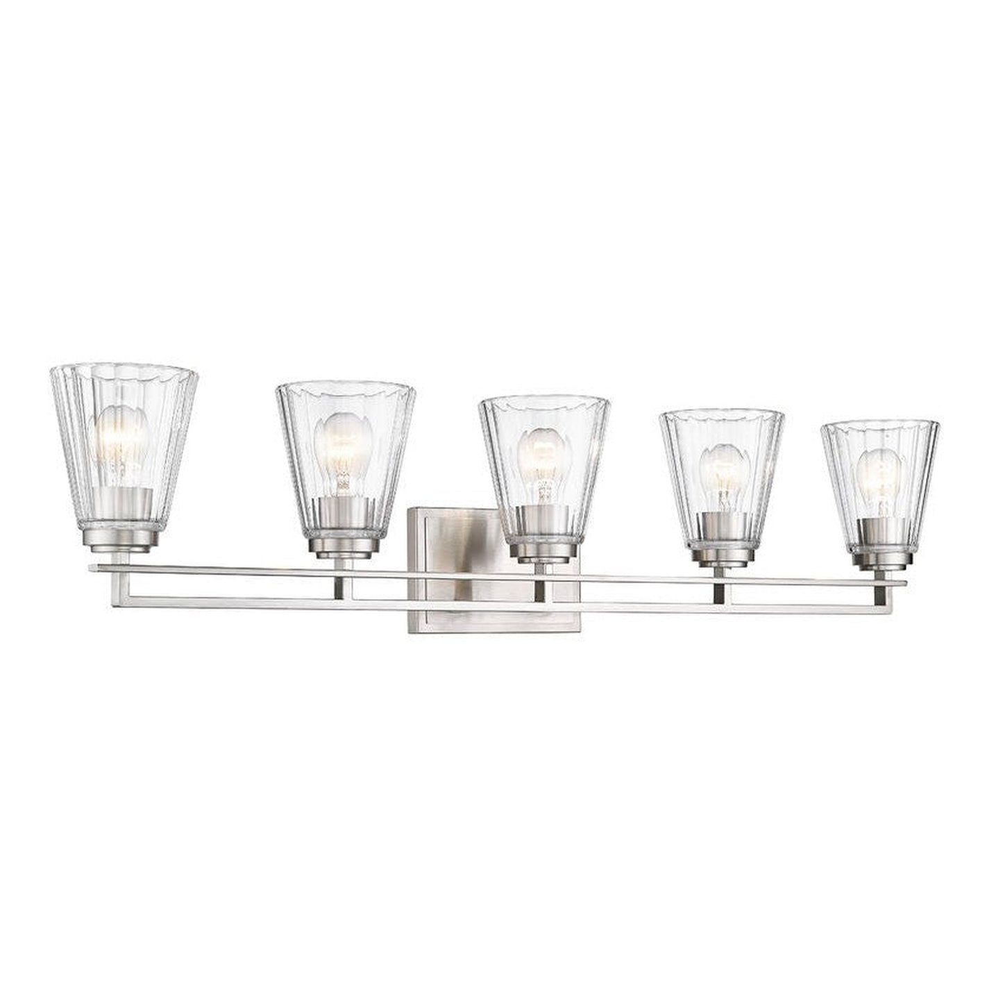 Z-Lite Lyna 39" 5-Light Brushed Nickel and Clear Glass Shade Vanity Light
